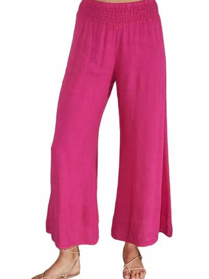 Styling in Comfort Elastic Waist Linen Wide Leg Pant (2 Options)