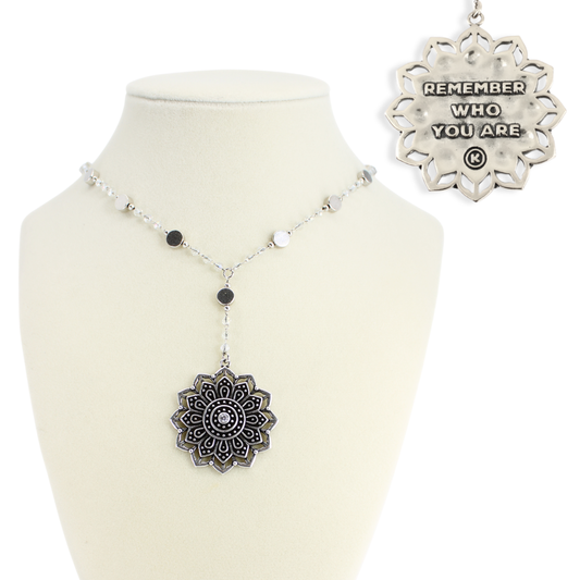 Remember Who You Are Flower Mandala Drop Choker Necklace