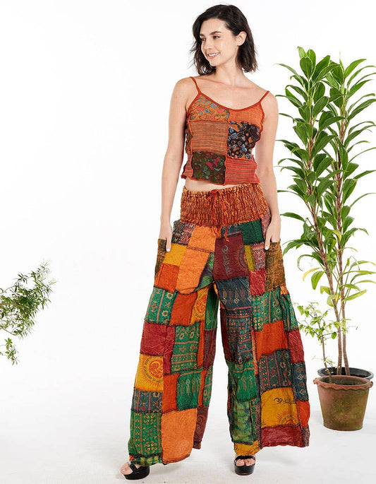 Cecilia Patchwork Cotton Pants w Side Pockets!! (3 Options)