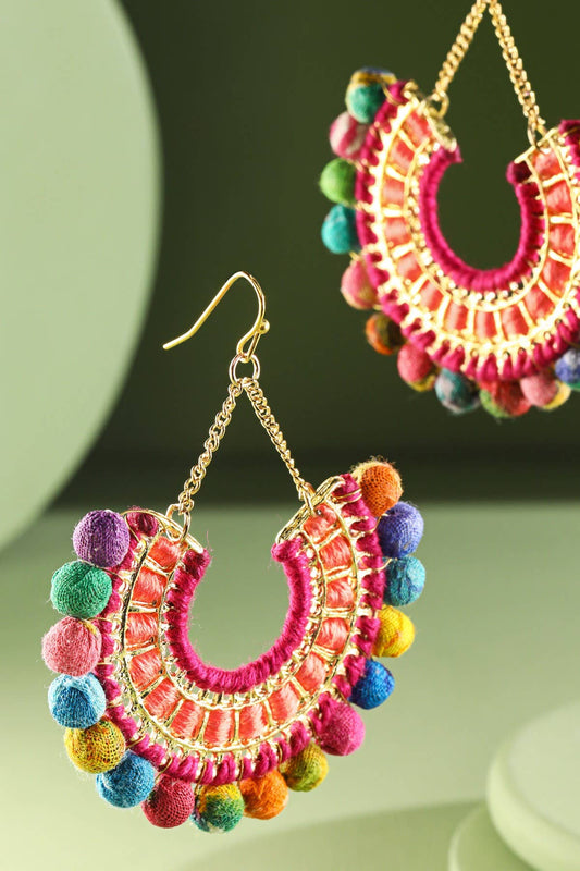 Handmade Fan Shaped Dangle Earrings