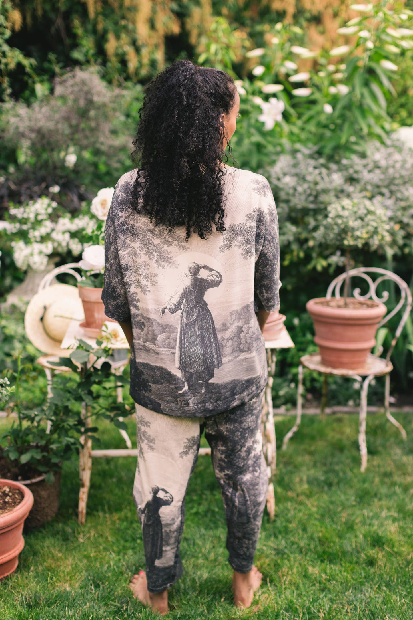 Still I Rise Linen Cropped Artist Pant w/ Sunrise, Woman