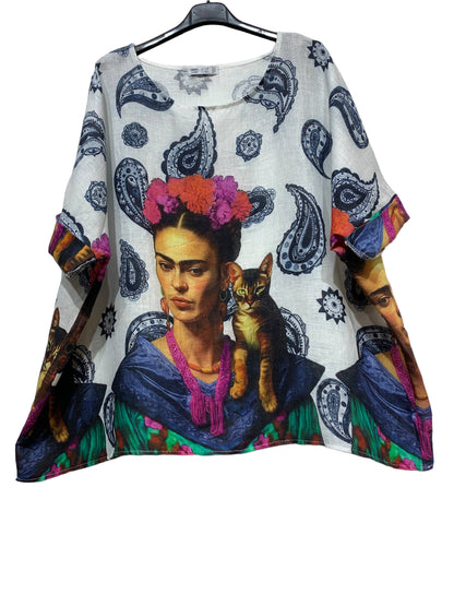 Frida Paisley Linen Top