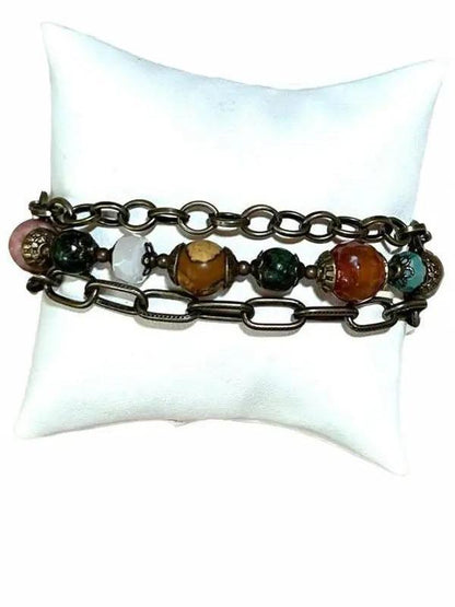 Carter 3 Layer Bronze Beaded Bracelet
