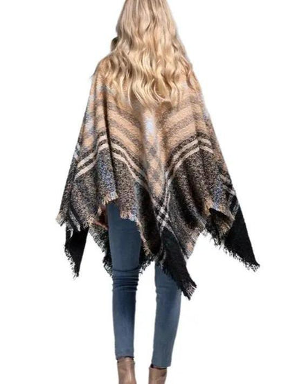 New York Turtleneck Plaid Poncho