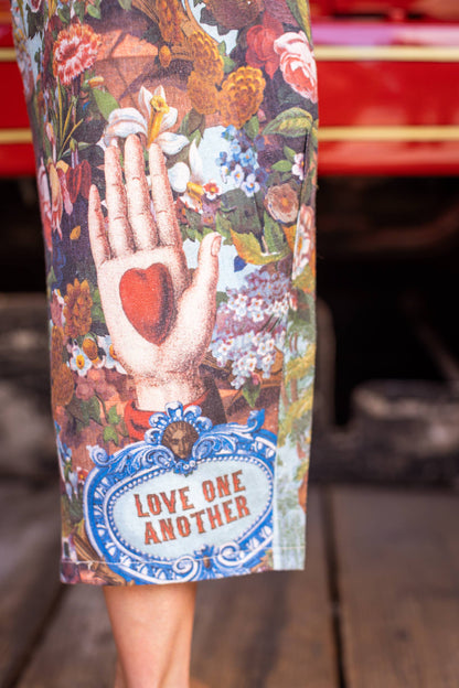 Love Language Linen Cropped Artist Pant w/ Flowers