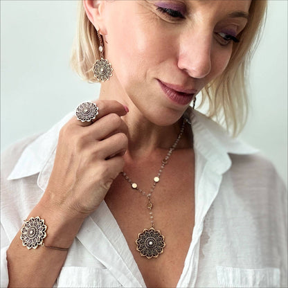 Remember Who You Are Flower Mandala Drop Choker Necklace