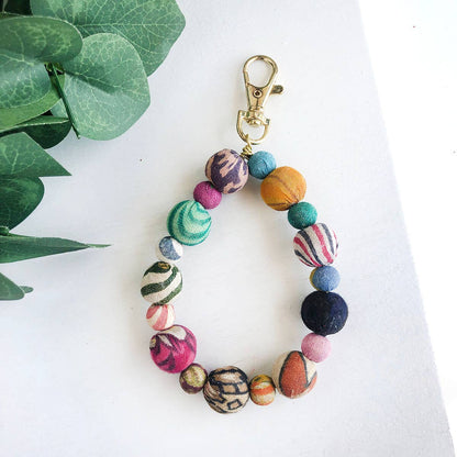 Kantha Bauble Keychain Bag Charm