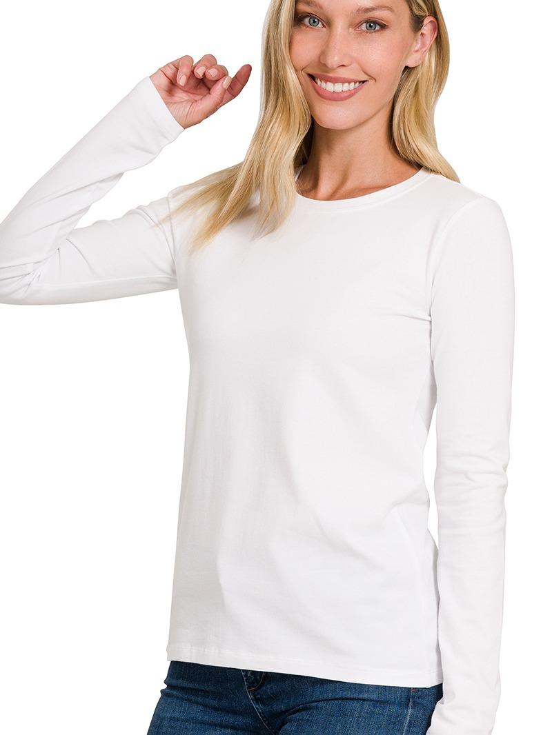Simple Cotton Crew Neck Long Sleeve T-Shirt (3 Options)