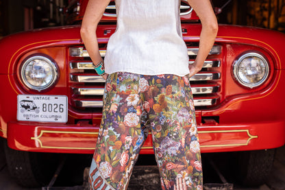 Love Language Linen Cropped Artist Pant w/ Flowers