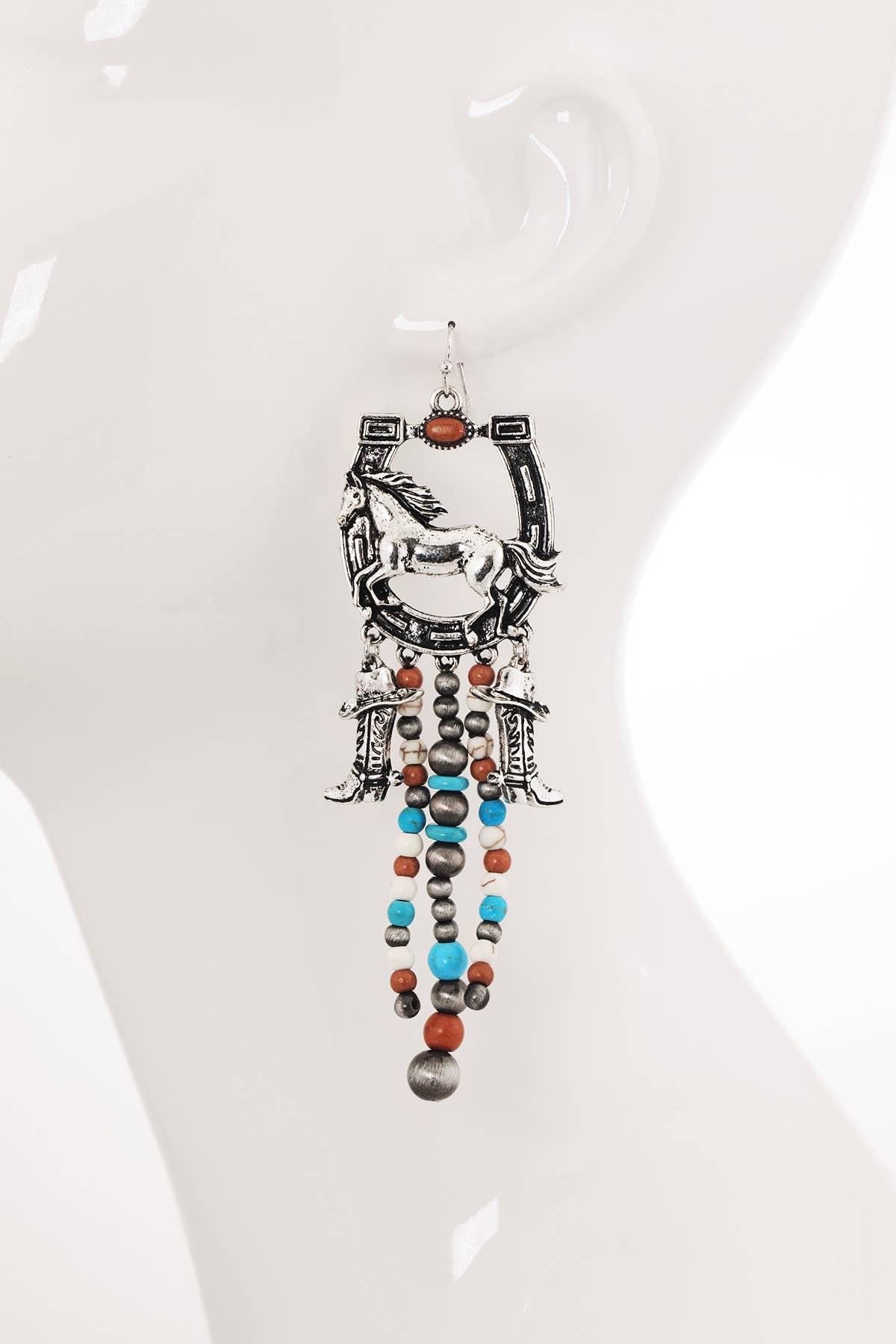 Western multi-Stone Horse Fringe Earrings