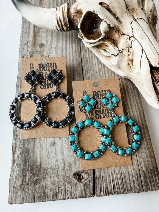 Western Earrings - Turquoise or Black