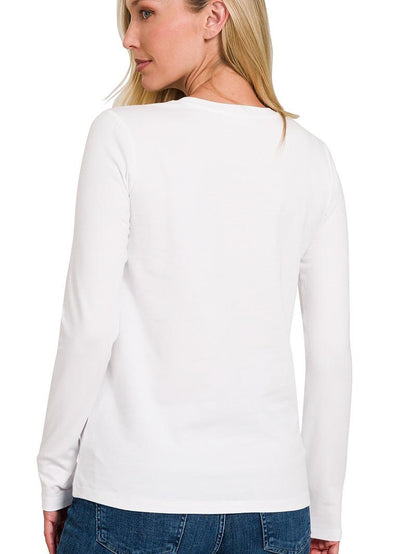 Simple Cotton Crew Neck Long Sleeve T-Shirt (3 Options)