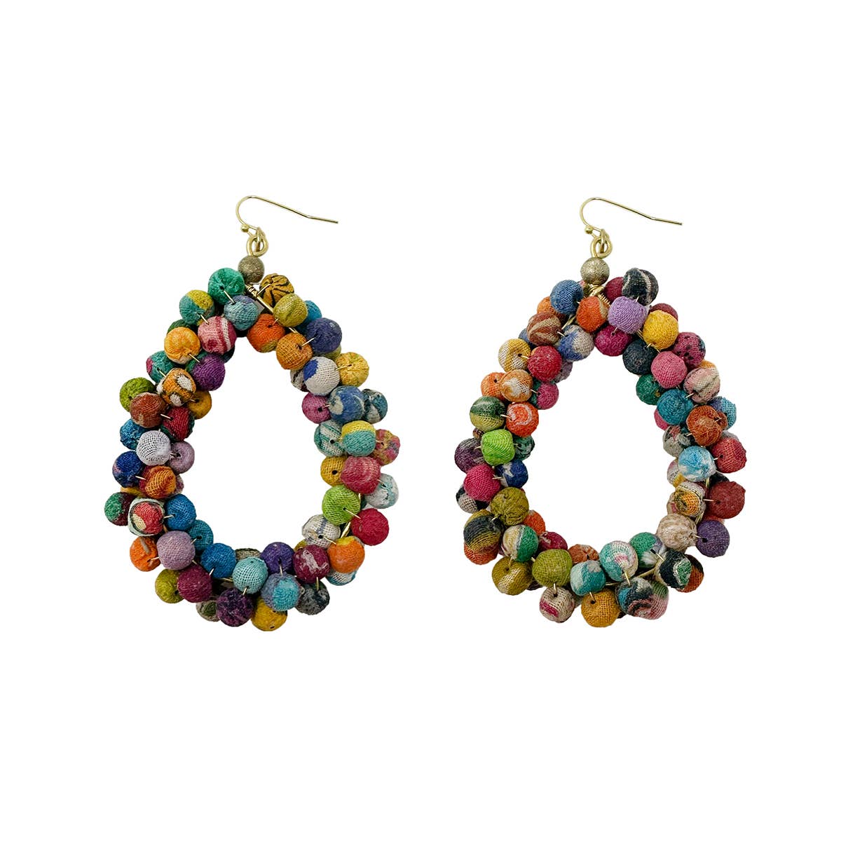 Kantha Sculptural Teardrop Earrings