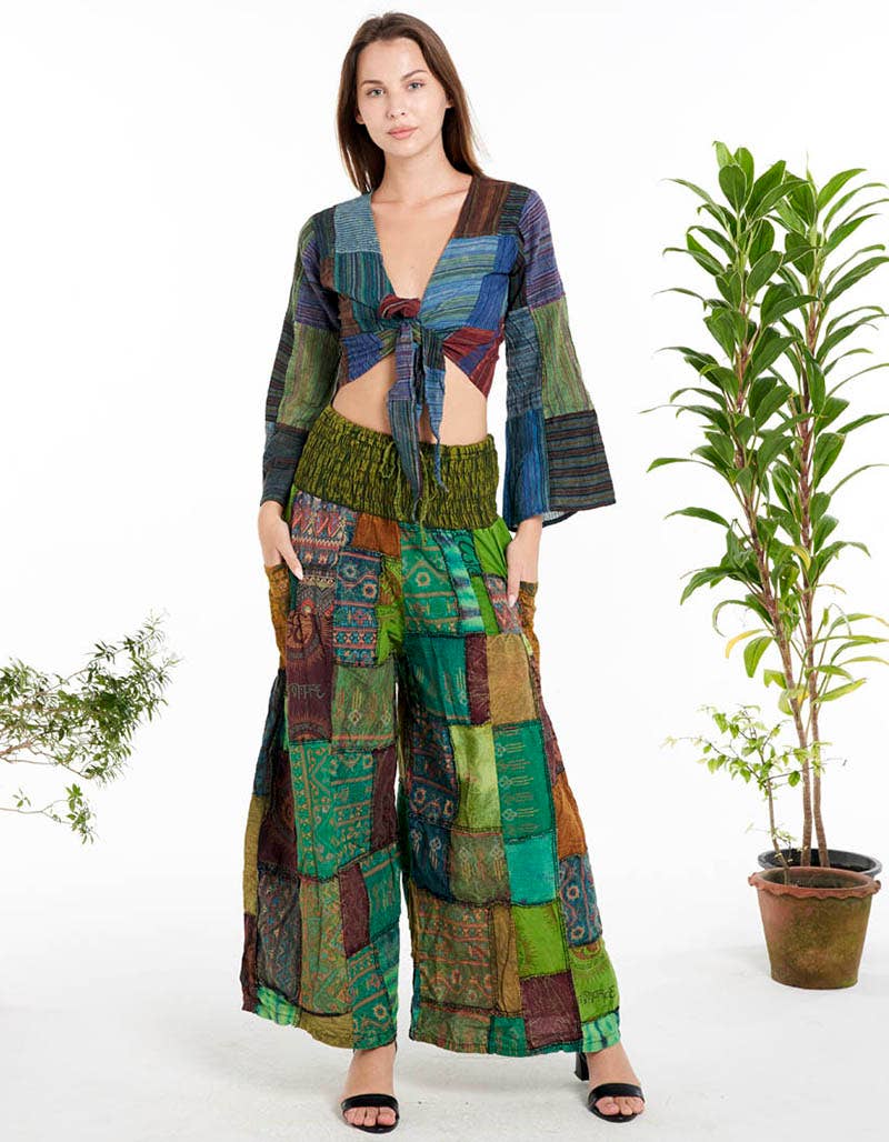 Cecilia Patchwork Cotton Pants w Side Pockets!! (3 Options)