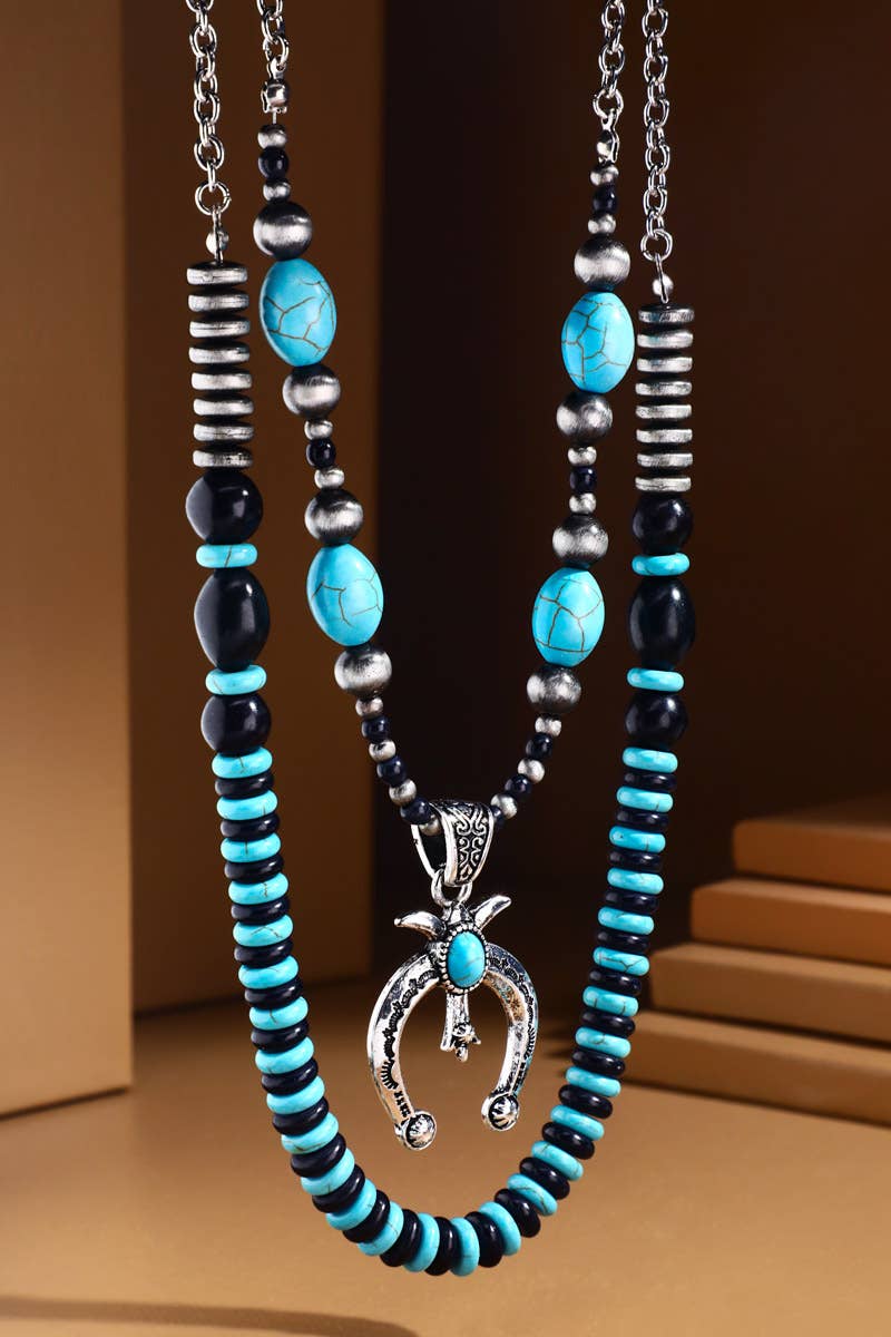2 Layer Semi Stone Bead Necklace