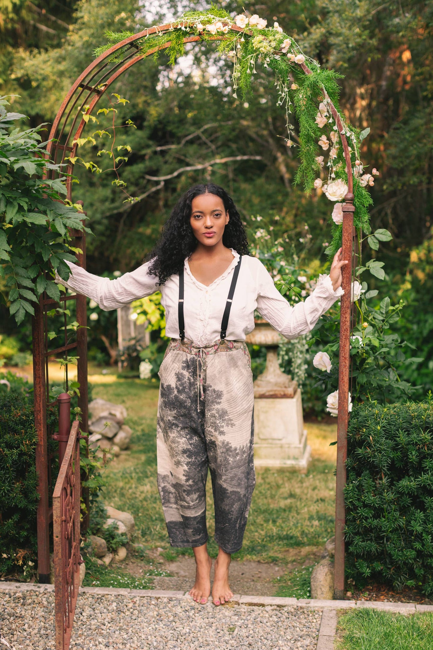 Still I Rise Linen Cropped Artist Pant w/ Sunrise, Woman