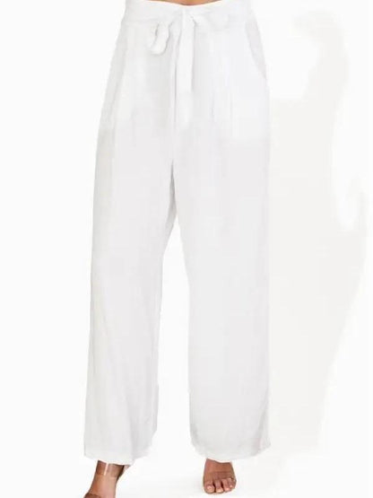 Solid Tencel Tie Belt w/ Darted Trouser Pockets