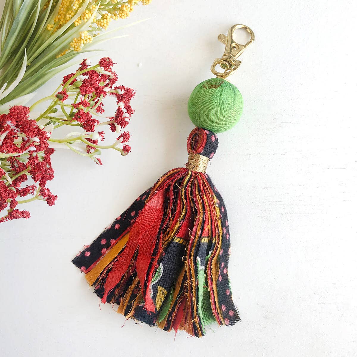 Kantha Tassel Keychain Bag Charm
