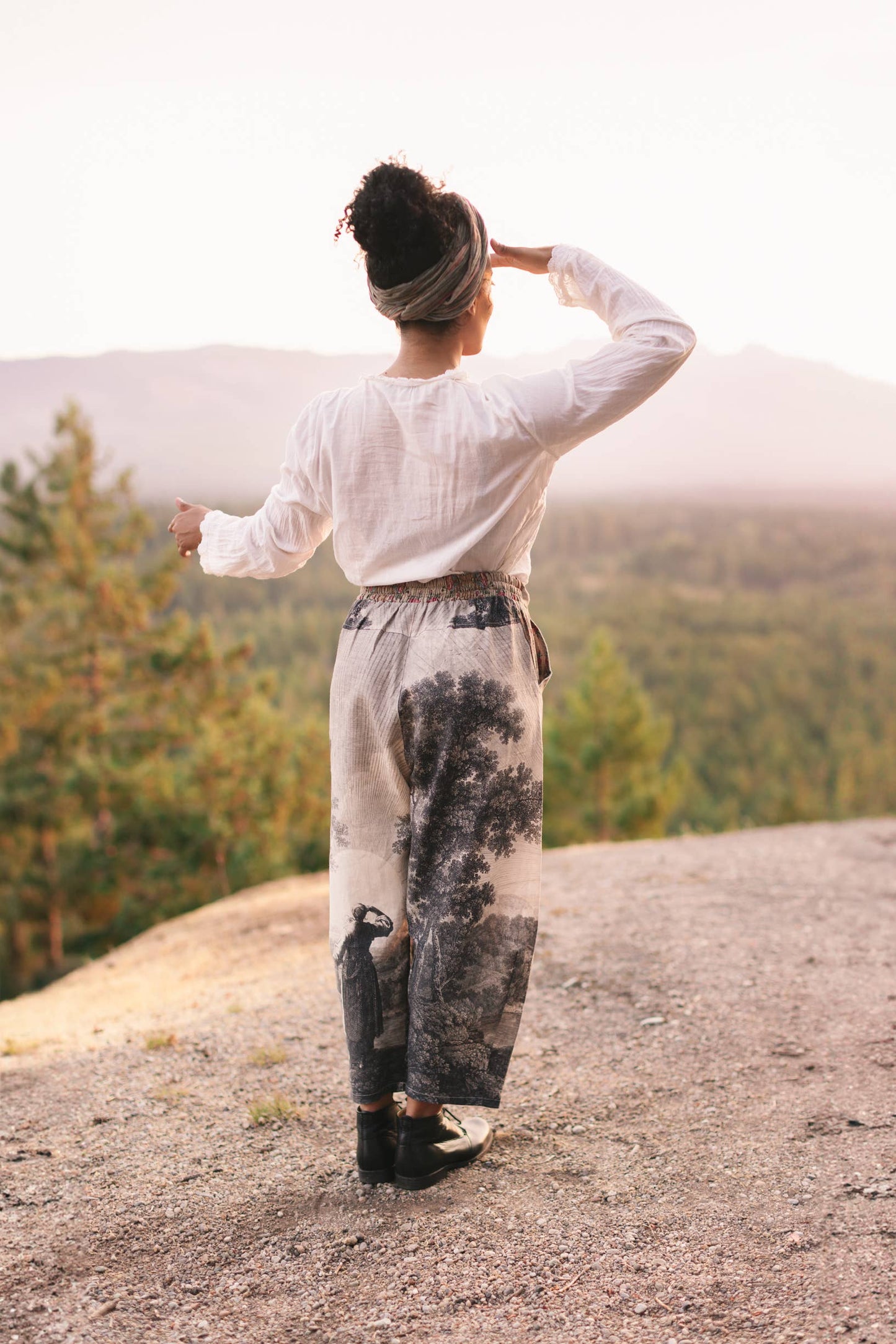 Still I Rise Linen Cropped Artist Pant w/ Sunrise, Woman