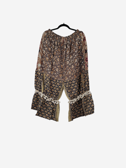 She Lives Beauty Heritage Whisper Kantha bloomers made from vintage cotton sari fabric with floral prints and lace trim