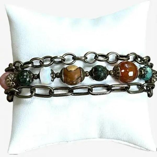 Carter 3 Layer Bronze Beaded Bracelet