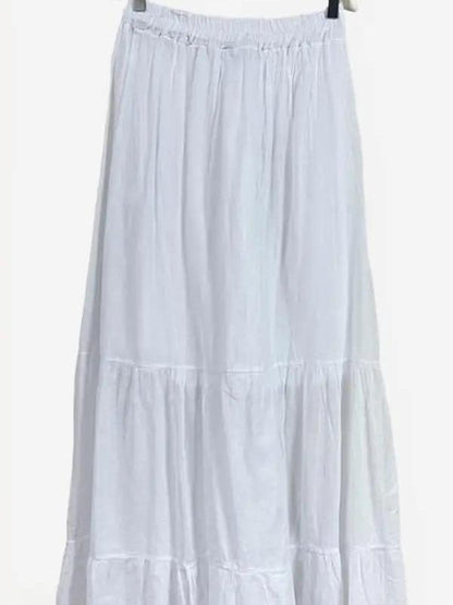 Cotton Elastic Waist Long Tiered Boho Skirt Breathable Casual Comfort Womenswear