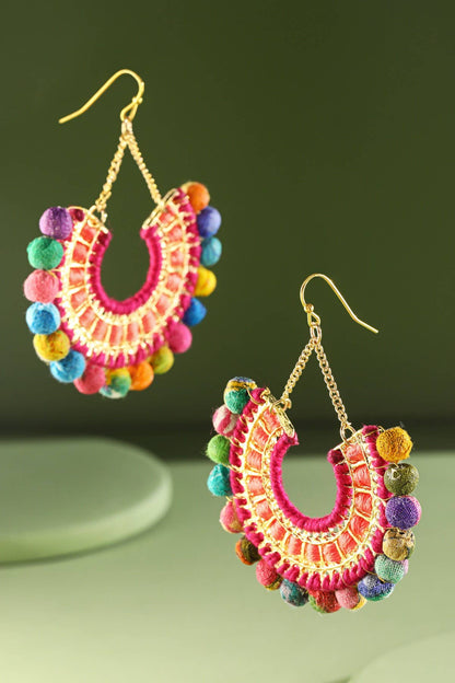 Handmade Fan Shaped Dangle Earrings