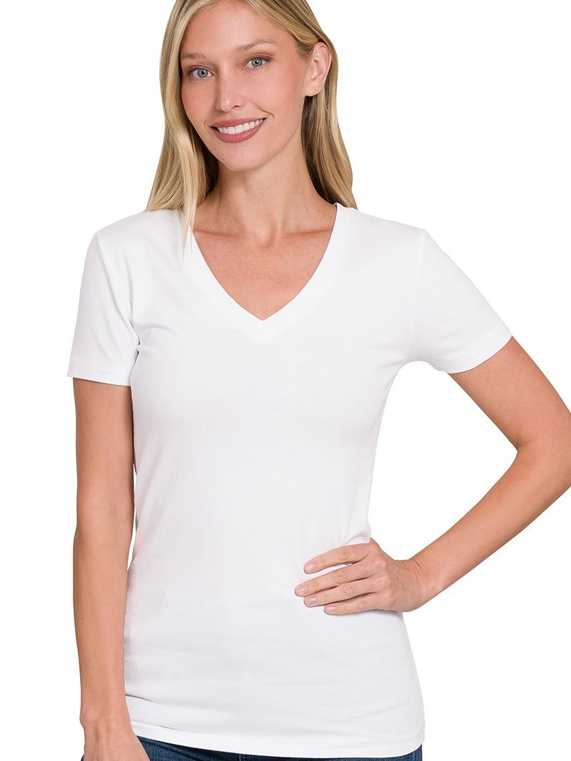Basic Cotton V-Neck Short Sleeve T-Shirt (2 Options)