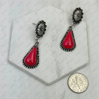 CER240805-11-SILVER-BLUE          Silver metal with blue turquoise stone Earrings