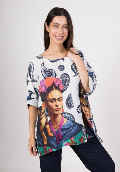 Frida Paisley Linen Top