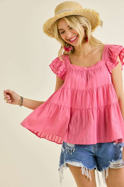 Ruffle Sleeve Baby Doll Tunic Top