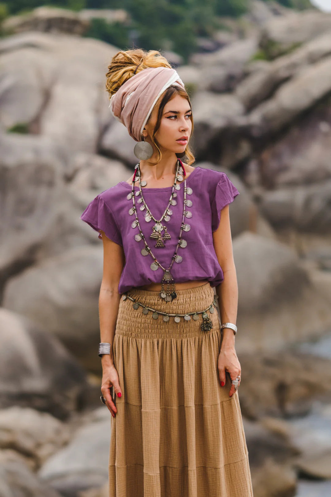 Cap Crop Top Sina Aubergine