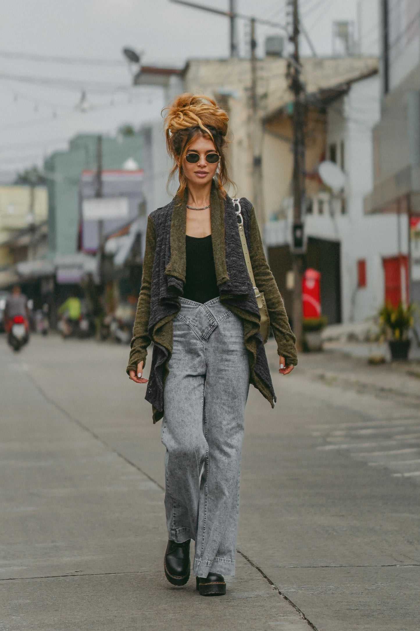 Convertible Jacket Mila Olive-Charcoal