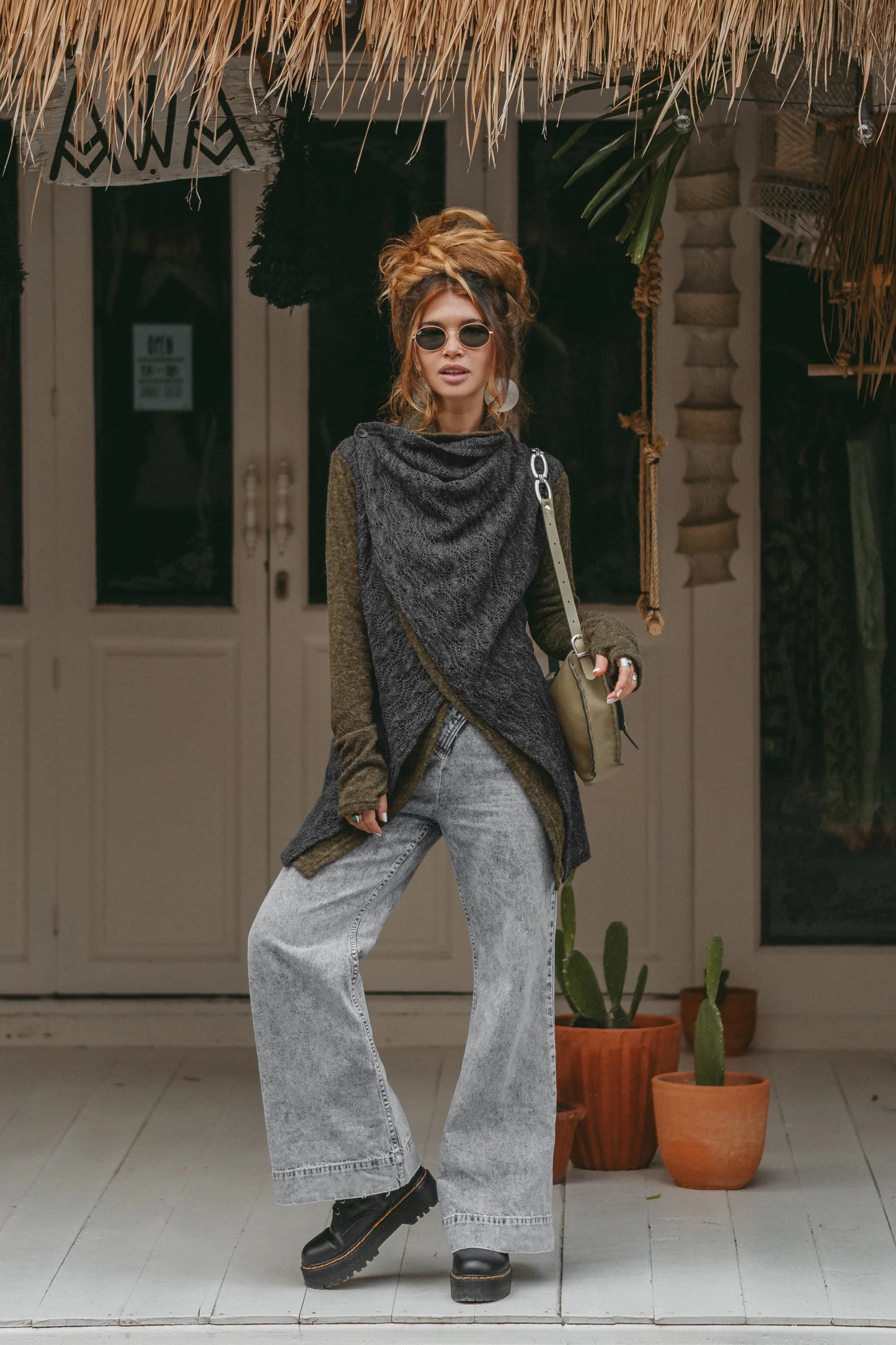 Convertible Jacket Mila Olive-Charcoal
