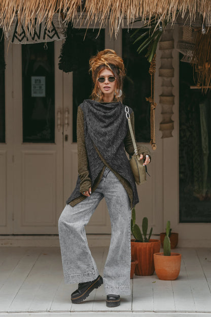 Convertible Jacket Mila Olive-Charcoal