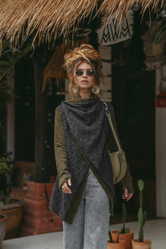 Convertible Jacket Mila Olive-Charcoal