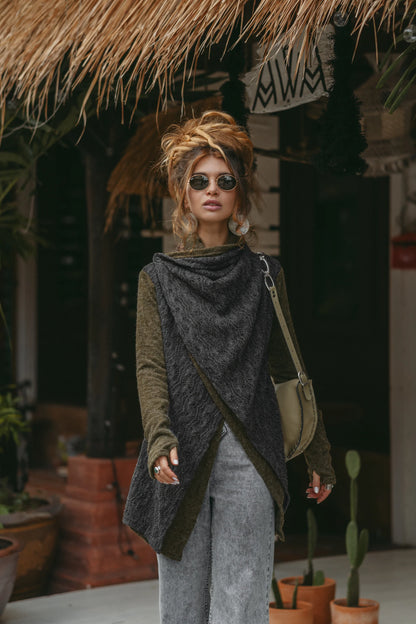 Convertible Jacket Mila Olive-Charcoal