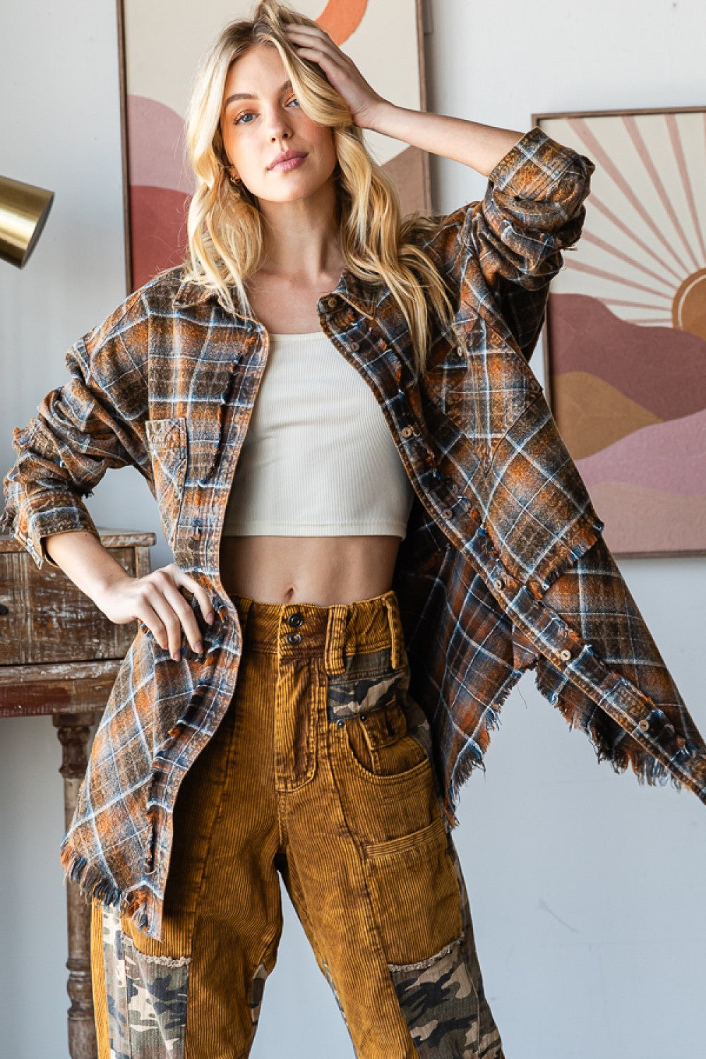 Mineral Washed Plaid Shirt