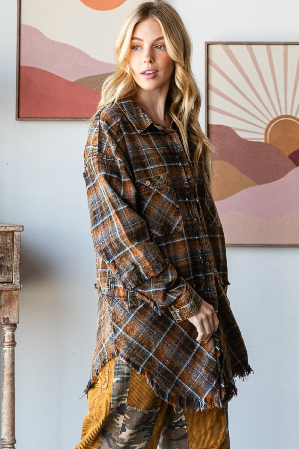 Mineral Washed Plaid Shirt