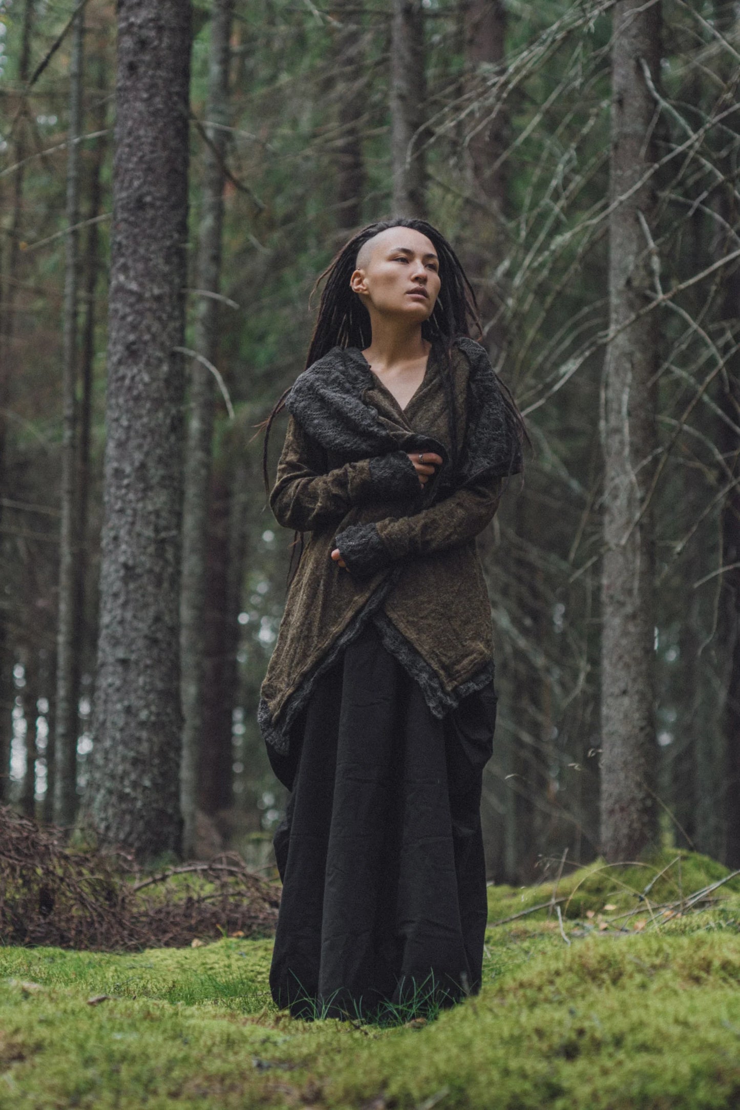 Hooded Cardigan Saranya Olive
