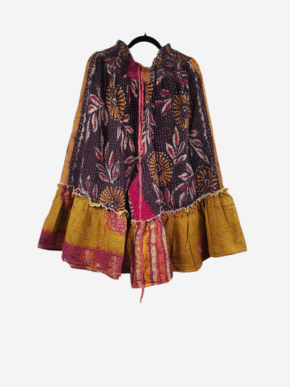 She Lives Beauty Anything for Selenas bloomers in vintage kantha cotton with floral print and ruffled hem