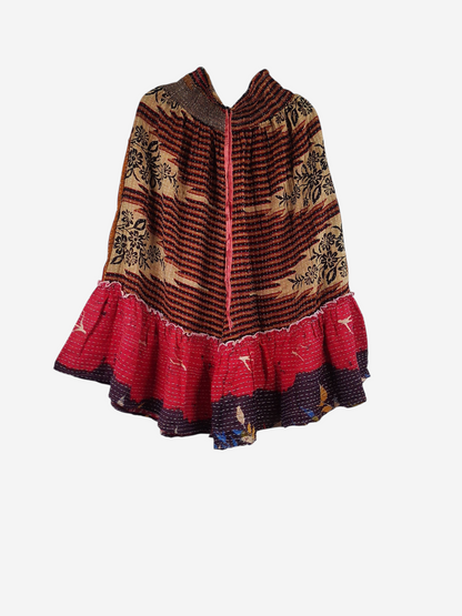She Lives Beauty Anything for Selenas bloomers in vintage kantha cotton with a red ruffle hem and floral print.