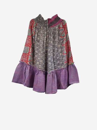 She Lives Beauty Anything for Selenas bloomers in vintage kantha cotton with a purple ruffled hem and patterned fabric