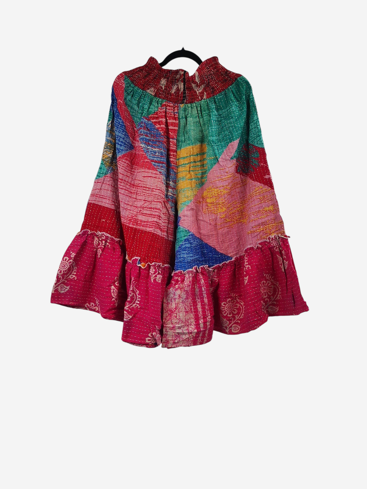 She Lives Beauty Anything for Selenas Bloomers in colorful vintage kantha cotton with a ruffled hem