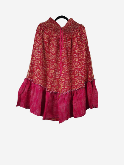 She Lives Beauty Anything for Selenas bloomers in red vintage kantha cotton with a paisley print and ruffled hem.