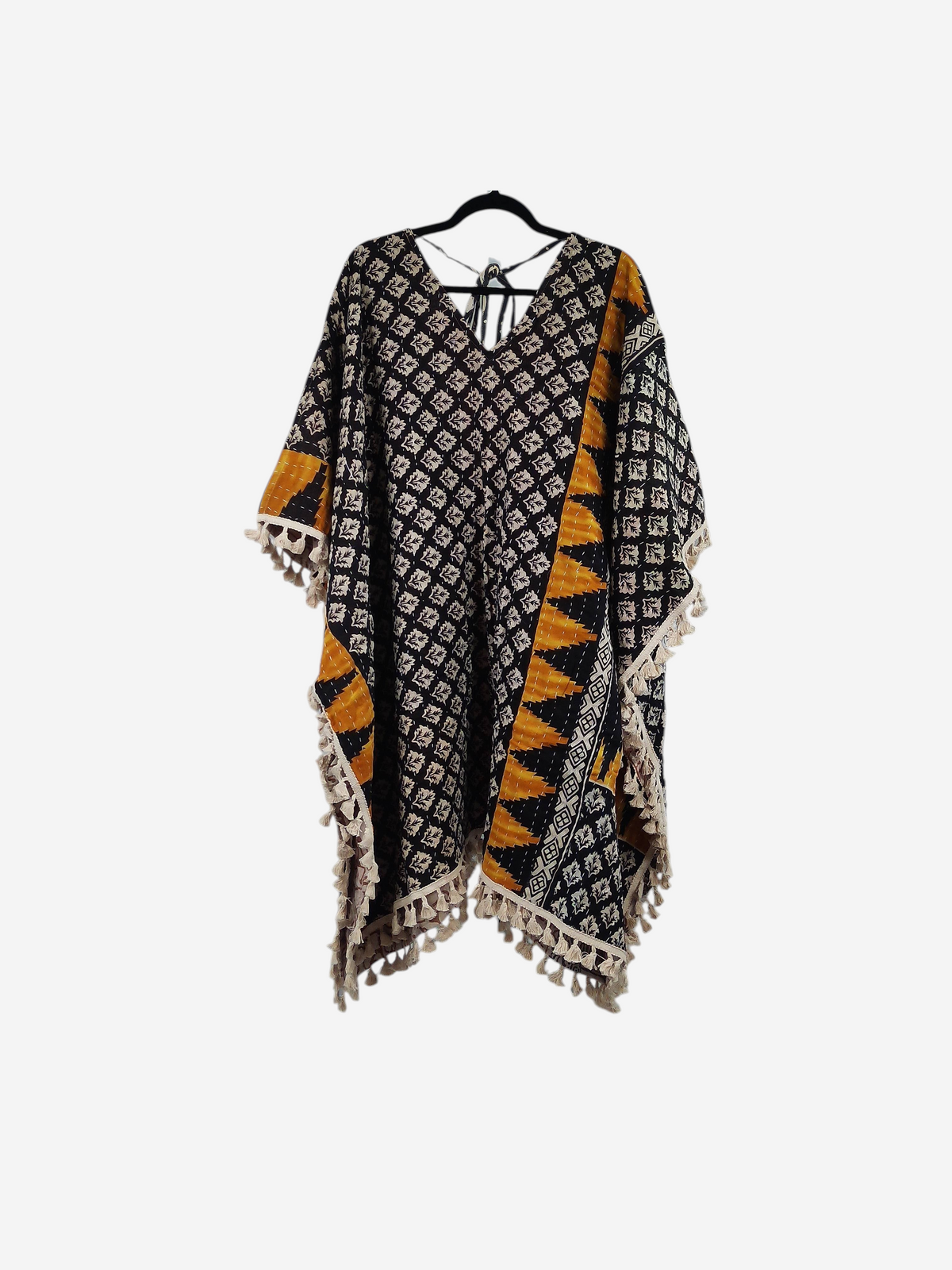 Reversible Long Sleeve Willow Fringe Kantha Kimono 1000-04