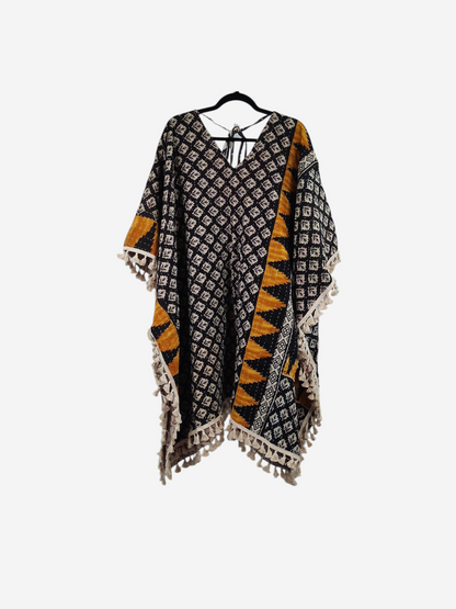 Reversible Long Sleeve Willow Fringe Kantha Kimono 1000-04