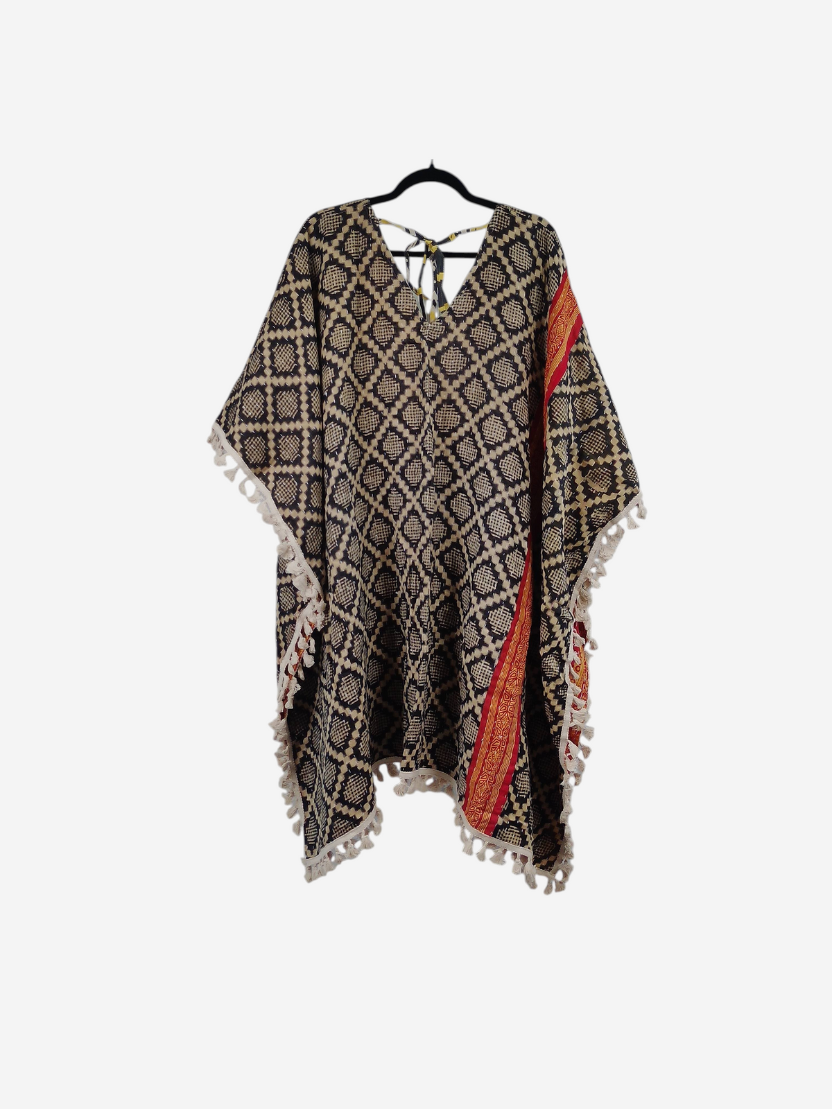 Reversible Long Sleeve Willow Fringe Kantha Kimono 1000-07