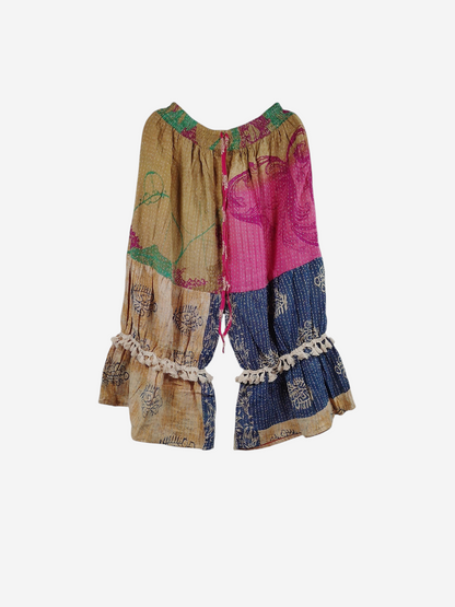 She Lives Beauty Heritage Whisper Kantha bloomers made from repurposed vintage cotton saris with boho patchwork design