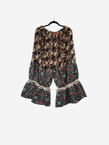 She Lives Beauty Heritage Whisper Kantha bloomers made from vintage cotton saris with floral prints and lace trim.